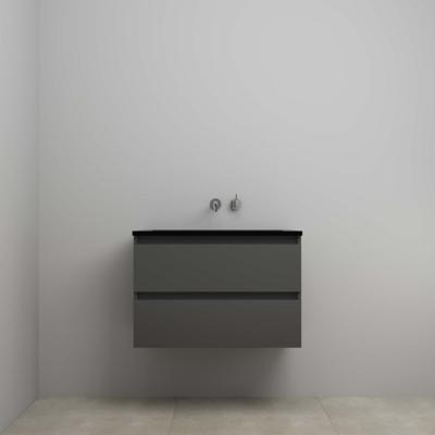 On-Line Onderkast - 80 cm - Voorgemonteerd - Ladestructuur - Acryl Wastafel - zonder Kraangat - Mat Antraciet