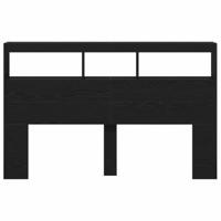 Hoofdbordkast met LED 160x17x102 cm eikenkleurig zwart - thumbnail