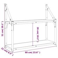 Wandrek 2-laags 60x21x51 cm bewerkt hout sonoma eikenkleurig - thumbnail