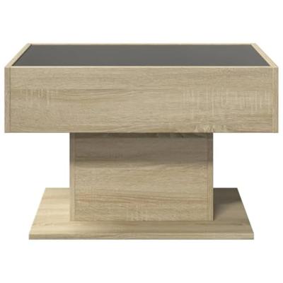 Salontafel met LED 70x50x45 cm bewerkt hout sonoma eikenkleurig