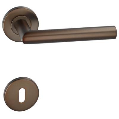 HDD Pro DEURKRUK PRO I SHAPE 19MM MAT BRONS op rond rozet HDD Pro DEURKRUK PRO I SHAPE 19MM MAT BRONS op rond rozet