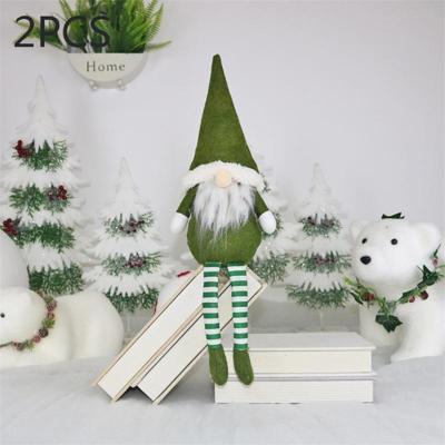 2 stuks CX20218 gezichtsloze lange-legged vergadering pop venster ornament kerst decoratie (groen)