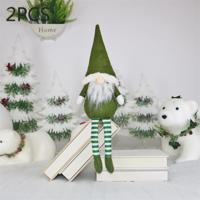 2 stuks CX20218 gezichtsloze lange-legged vergadering pop venster ornament kerst decoratie (groen) - thumbnail
