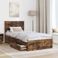 Bedframe met hoofdeinde Gerookt eiken 90 x 190 cm Bewerkt hout - thumbnail