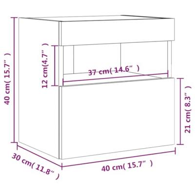 Tv-wandmeubels met LED 2 st 40x30x40 cm sonoma eikenkleurig