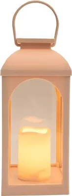 Anna's Collection Lantaarn solar met kaars 11 x 27 cm - Zand