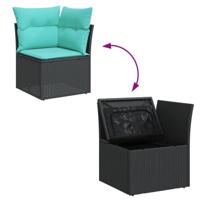 5-delige Loungeset met kussens poly rattan zwart - thumbnail