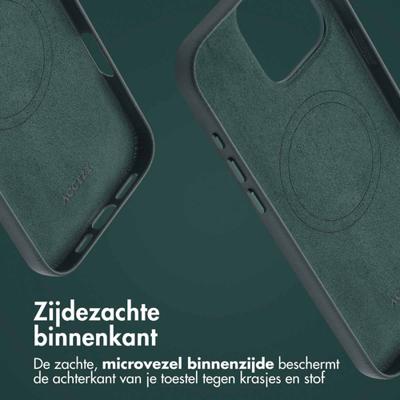 Accezz MagSafe Leather Backcover voor iPhone 16 Pro Max Telefoonhoesje Groen