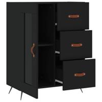 Dressoir 69,5x34x90 cm bewerkt hout zwart - thumbnail