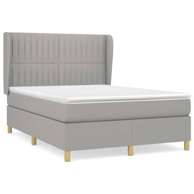 Boxspring met matras stof lichtgrijs 140x190 cm