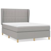 Boxspring met matras stof lichtgrijs 140x190 cm - thumbnail