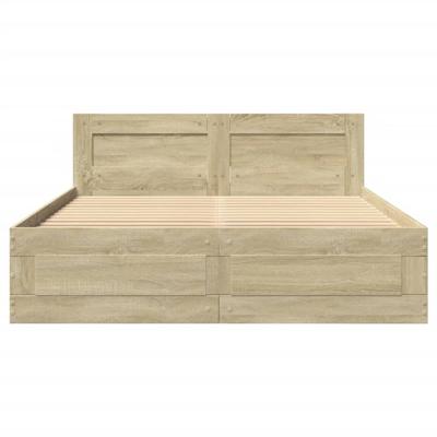 Bedframe met hoofdeinde bewerkt hout sonoma eiken 120x200 cm
