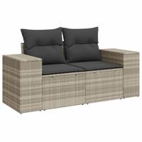 11-delige Loungeset met kussens poly rattan lichtgrijs - thumbnail