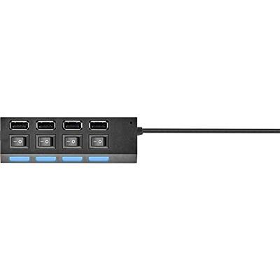Renkforce USB 2.0-hub 4 poorten Individueel schakelbaar, Met status-LEDs Zwart