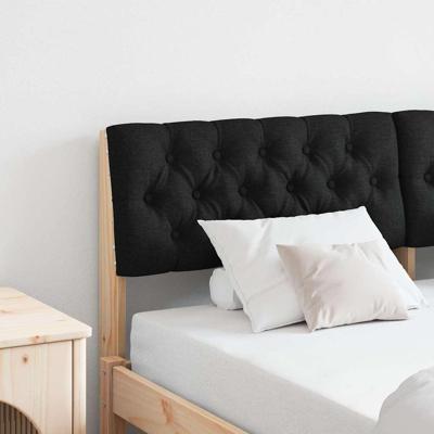 Gestoffeerd hoofdbord Zwart 140 cm Massief grenenhout