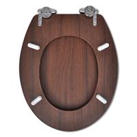 VidaXL Toiletbril soft-close simpel ontwerp mdf bruin - thumbnail