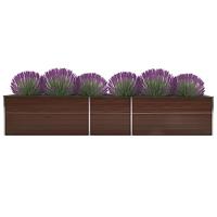 VidaXL Plantenbak verhoogd 400x80x77 cm gegalvaniseerd staal bruin - thumbnail
