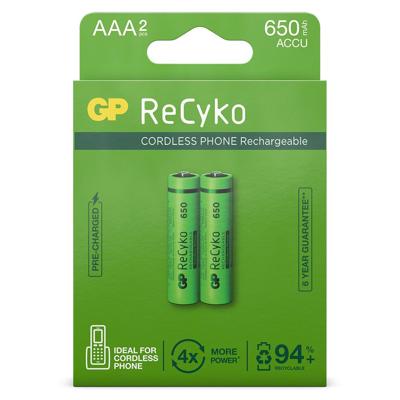 GP AA Batterij oplaadbaar NIMH 650 mah Recyko 1.2V 2 stuks - thumbnail