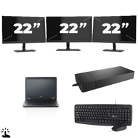 Fujitsu LifeBook U727 - Intel Core i7-7e Generatie - 12 inch - Touch - 16GB RAM - 256GB SSD - Windows 11 + 3x 22 inch Monitor - thumbnail