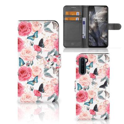 OnePlus Nord Hoesje Butterfly Roses OnePlus Nord Hoesje Butterfly Roses