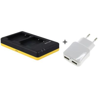Duo lader voor 2 camera accu's Fujifilm NP-W126 + handige 2 poorts USB 230V adapter