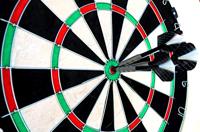 Engelhart Darts tungsten look set 23 g - 3 steeltip dartpijlen - tungsten look barrel - nylon shaft - wit / zwarte flight - inclusief etui - longfield - thumbnail