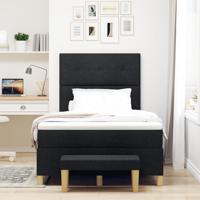 Boxspring bed met matras met hoofdeinde Zwart 120 x 190 cm Stof - thumbnail