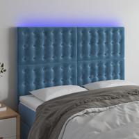 Hoofdbord LED 144x5x118/128 cm fluweel donkerblauw - thumbnail