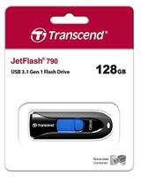 Transcend JetFlash® 790 USB-stick 128 GB Zwart, Blauw TS128GJF790K USB-A 3.1 Gen 1 - thumbnail