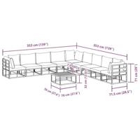 Tuinbankenset met kussen 10 pcs Zwart Aluminium - thumbnail