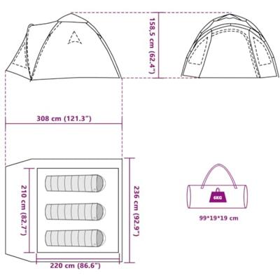 VidaXL Koepeltent 3-persoons snelontgrendeling blauw VidaXL Koepeltent 3-persoons snelontgrendeling blauw