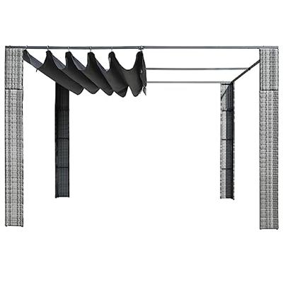 VidaXL Prieel met dak 300x300x200 cm poly rattan grijs en antraciet