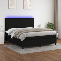 Boxspring met matras en LED stof zwart 180x200 cm - thumbnail