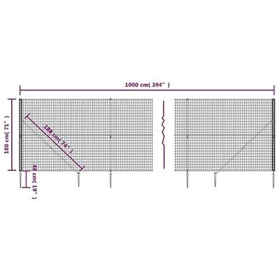 VidaXL Draadgaashek met grondankers 1,8x10 m groen