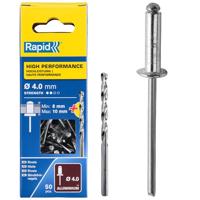 Rapid High performance blindklinknagels Ø4,0 x 14 mm, 50 stuks + boor - 5000385 - 5000385 - thumbnail