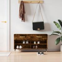 VidaXL Schoenenbank 102x35x55 cm bewerkt hout gerookt eikenkleurig - thumbnail