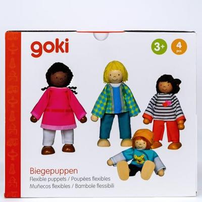 Goki flexibele poppen interculturele familie, 4st.