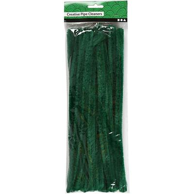 Creativ Company Chenille, l: 30 cm, dikte 15 mm, donkergroen, 15 stuk/ 1 doos