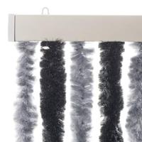 VidaXL Vliegengordijn 90x220 cm chenille grijs en zwart - thumbnail