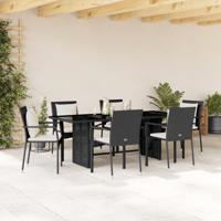 7-delige Tuinset met kussens poly rattan zwart - thumbnail