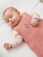 Mouwloze trappelzak van katoenen hydrofiel LAPIN oudroze - thumbnail