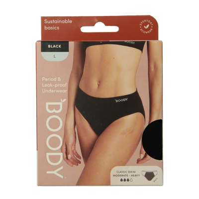 Boody Menstruatieondergoed bikinislip zwart normaal L 1 Stuks