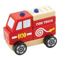 VIGA houten stapelbaar speelgoed voor brandweerwagens, brandweerwagen, afm 13x10x8 cm, 1 stuk - thumbnail