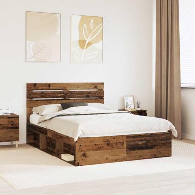 Bedframe met hoofdeinde Oudhout 150 x 200 cm Massief grenenhout