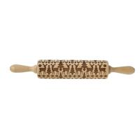 2 stuks Christmas Embossing Rolling Pin bakken koekjes fondant cake deeg gegraveerd roller (43cm elanden) - thumbnail