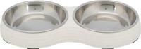 Trixie voerbak kat dubbel melamine / rvs wit - thumbnail