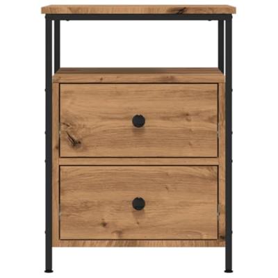 Nachtkastjes 2 st 44x45x60cm bewerkt hout artisanaal eikenkleur