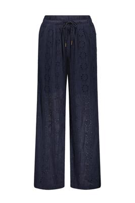 Like Flo zomer broek meisjes - navy blauw - broderie anglaise - Fenna