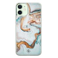 iPhone 12 mini siliconen hoesje - Marmer blauw goud - thumbnail