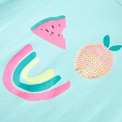 Kindershirt met kleurrijke fruitprint 140 lichtmintkleurig
